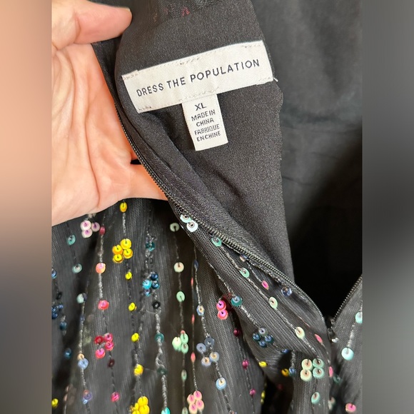 SOLD - Dress the population rainbow sequin dress Size XL - Picture 4 of 6